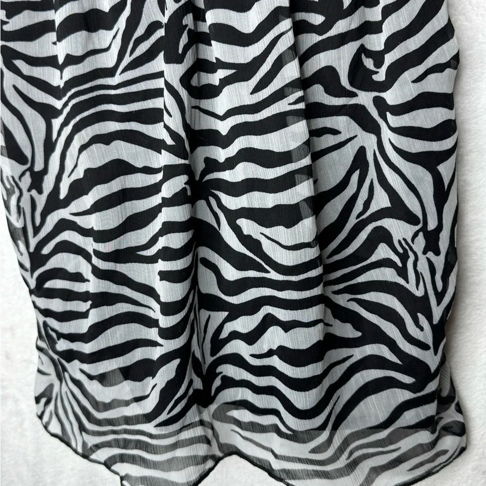 Womens Y2K Babydoll Tank Top 90s Zebra Indie Mob Wife‎ Sheer Edgy Italian Glam